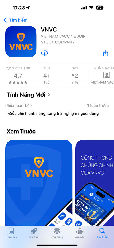 app vnvc trên appstore