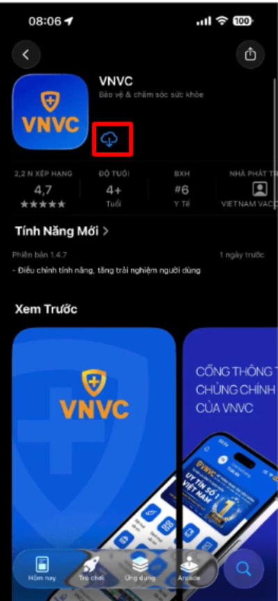 click tải app