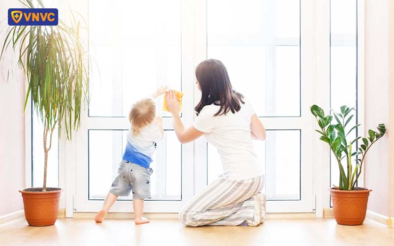 lau dọn nhà cửa sạch sẽ phòng thủy đậu