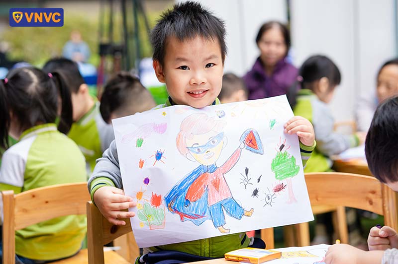em vẽ dũng sĩ tiêm ngừa