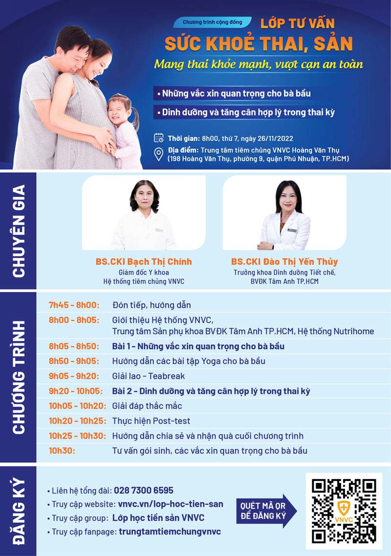 lịch học lớp tiền sản số đầu tiên