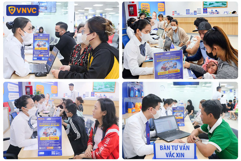 khách hàng đến tiêm vắc xin tại vnvc