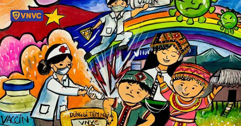 i draw vaccination heroes with vnvc