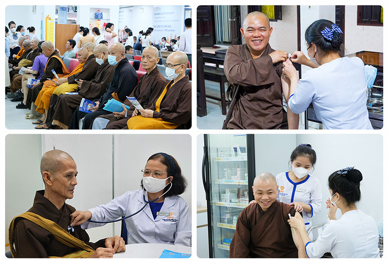 monk injects vaccine