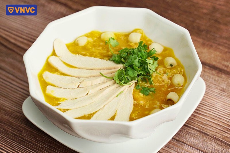 cháo bí đỏ thịt gà