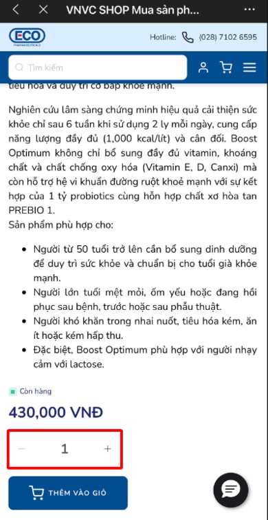 chọn số lượng sản phẩm mb