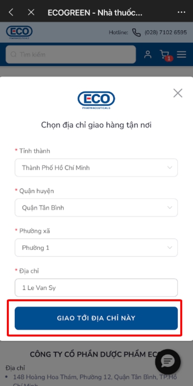 điền thông tin giao hàng 2 mb