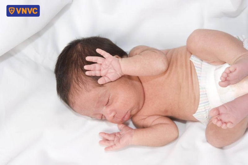 trẻ tiêm phòng về bị giật mình
