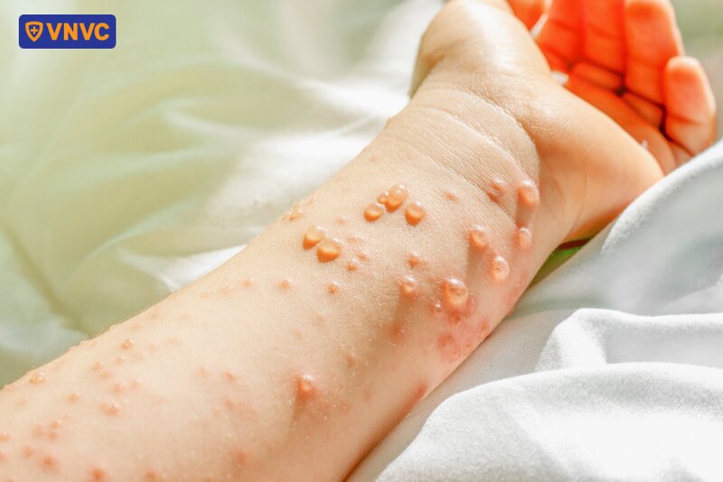 mụn nước thủy đậu trên tay