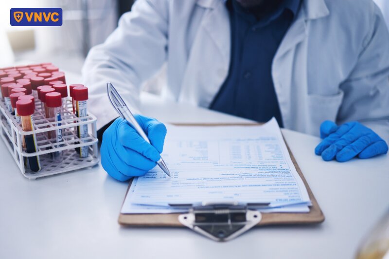 điền thông tin xét nghiệm máu trong phòng lab