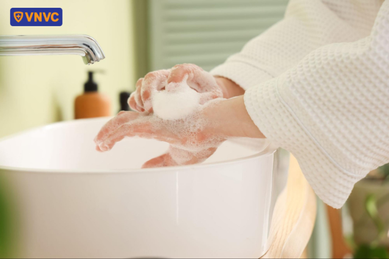 rửa tay bằng xà phòng