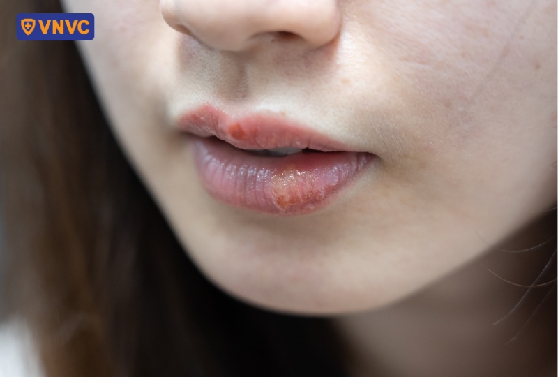 biểu hiện herpes môi