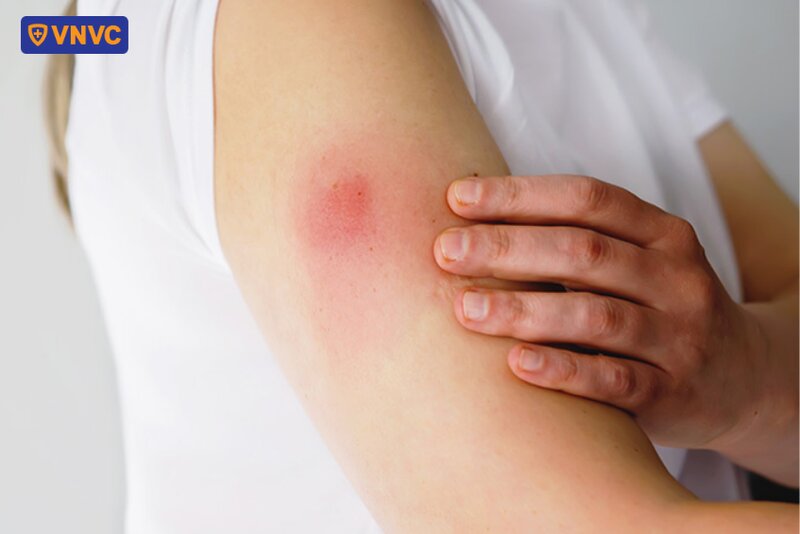 vết tiêm uốn ván bị sưng đỏ