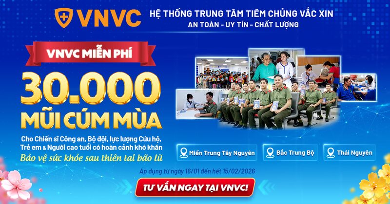 VNVC miễn phí 30.000 liều vắc xin cúm cho chiến sĩ và người dân khó khăn vùng bão lũ