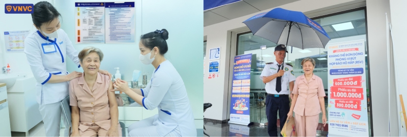 bà nguyễn thị bé đến tiêm vắc xin