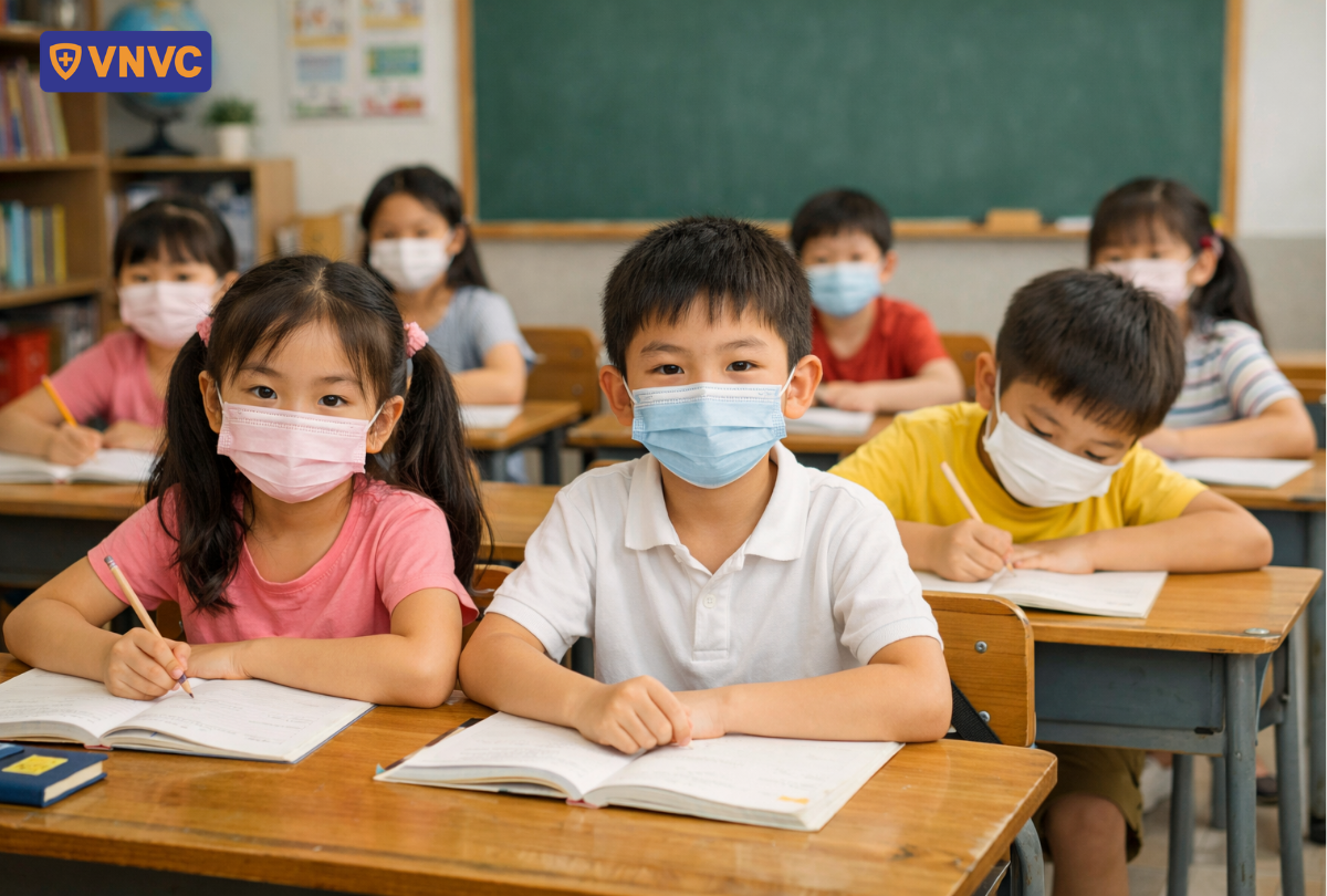 trẻ ngồi học