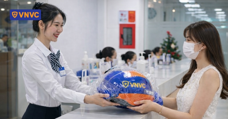 VNVC tặng áo mưa hoặc mũ bảo hiểm cho Khách hàng tiêm chủng tại TP.HCM