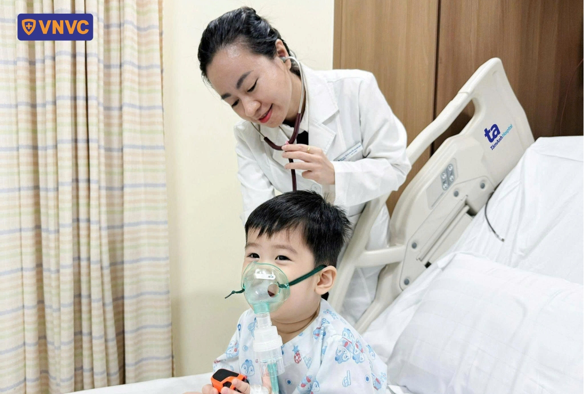 Child wearing oxygen masks