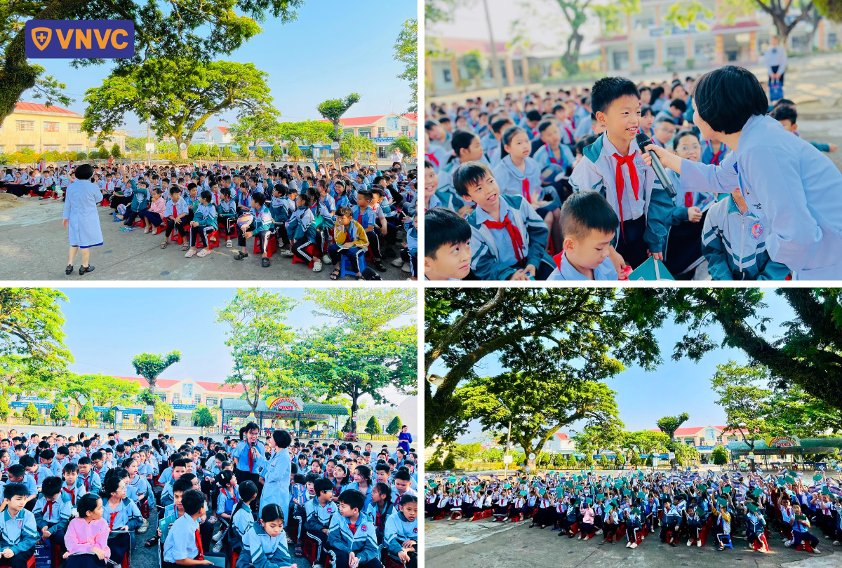 hoạt động của học sinh tại sân trường