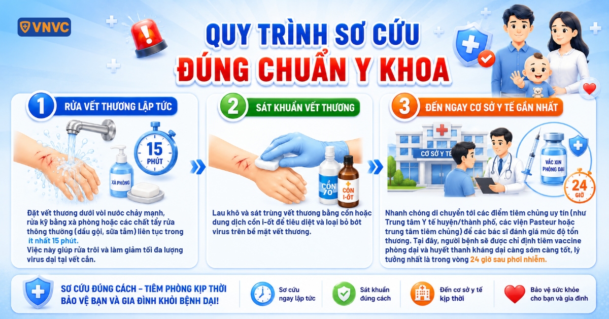 quy trình sơ cứu khi bị chó dại cắn