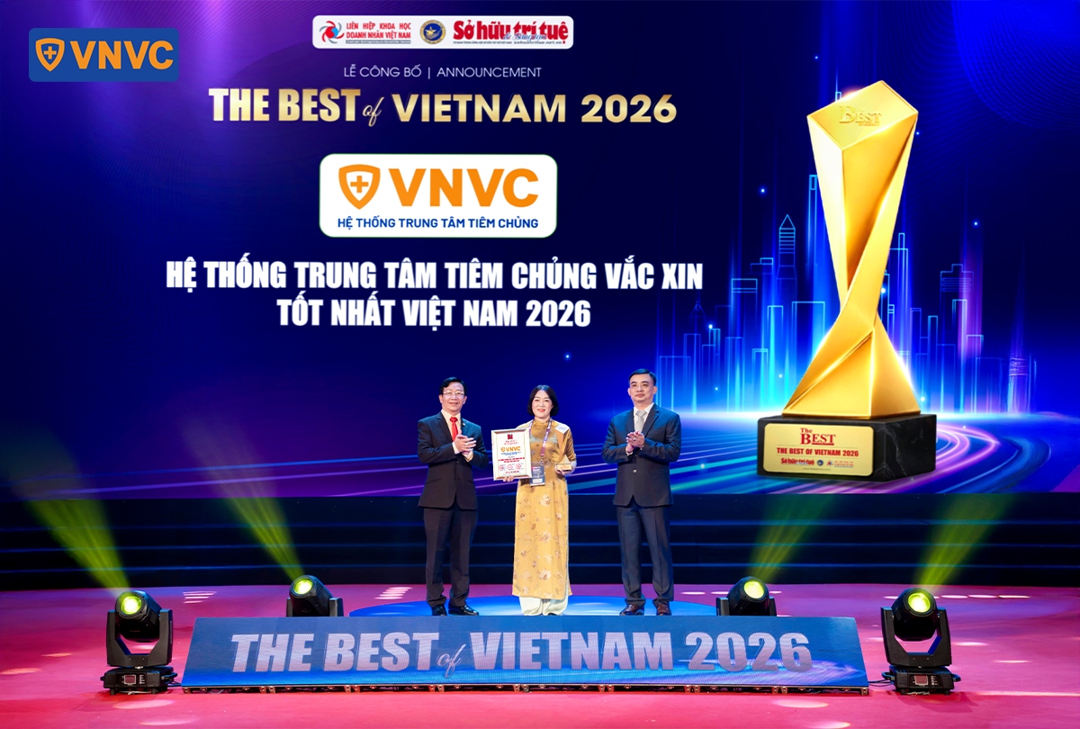 vnvc nhận giải thưởng trung tâm tiêm chủng tốt nhất việt nam