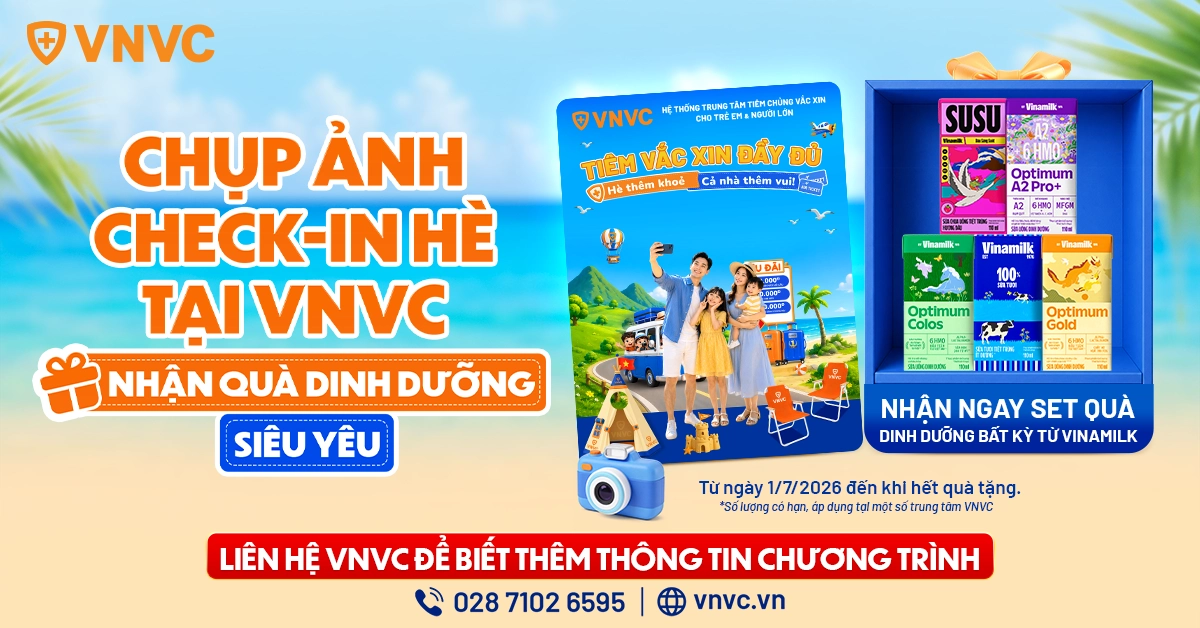 VNVC tặng sữa dinh dưỡng cho bé khi check-in mùa Hè tại trung tâm