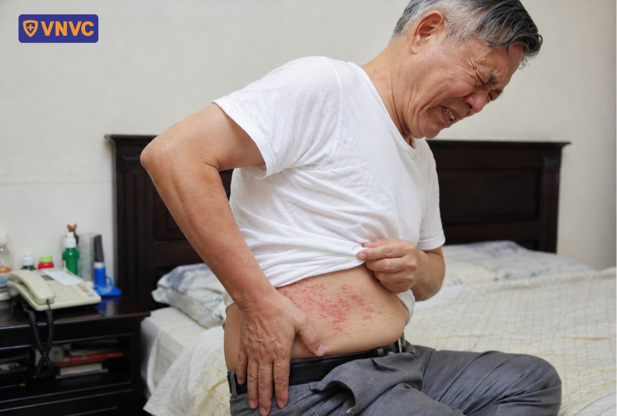 zona thần kinh xuất hiện ở bụng
