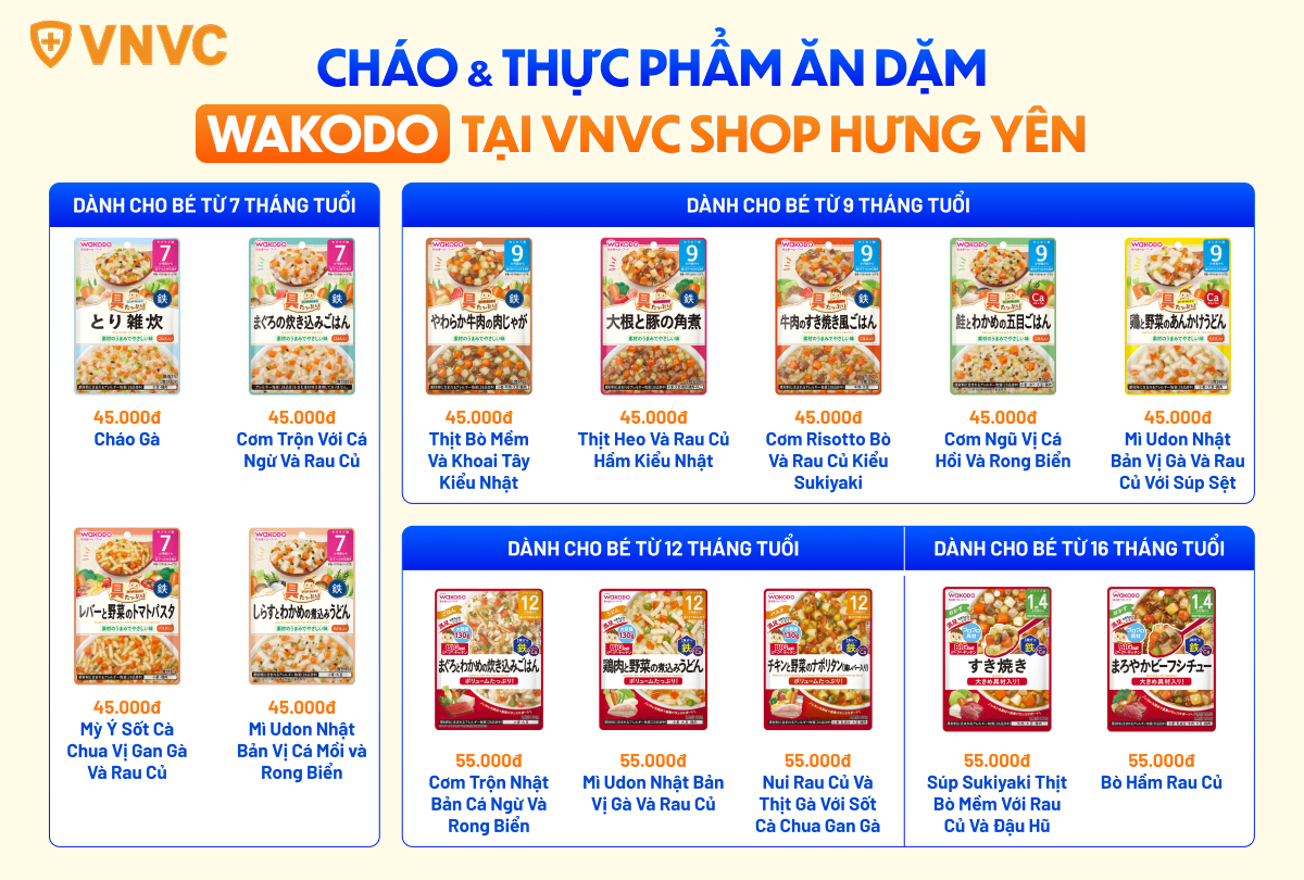 cháo và đồ ăn dặm wakodo