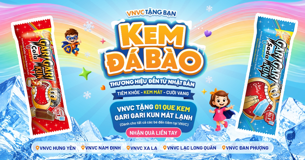 Học sinh đến VNVC nhận kem đá bào mát lạnh từ Nhật Bản và hàng loạt phần quà hấp dẫn