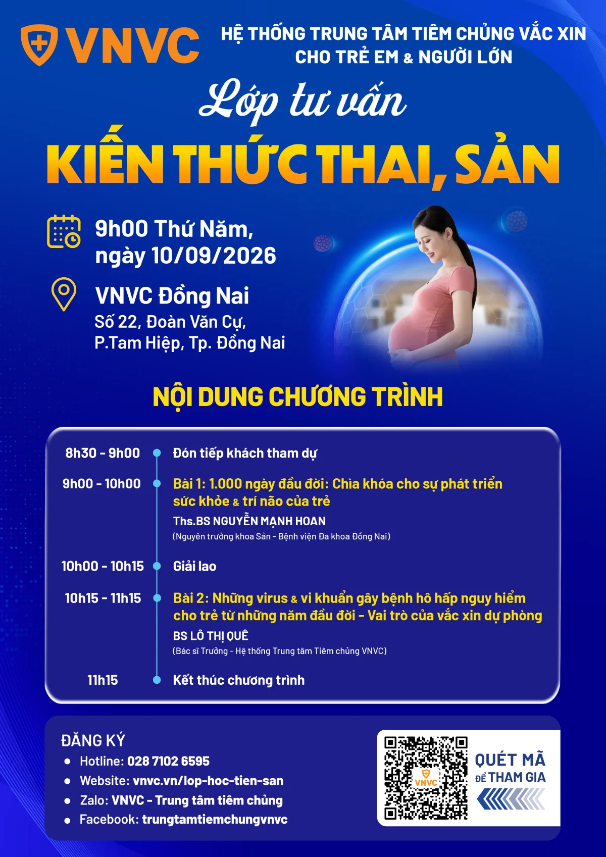 agenda lớp học tiền sản 10 tháng 9 2026