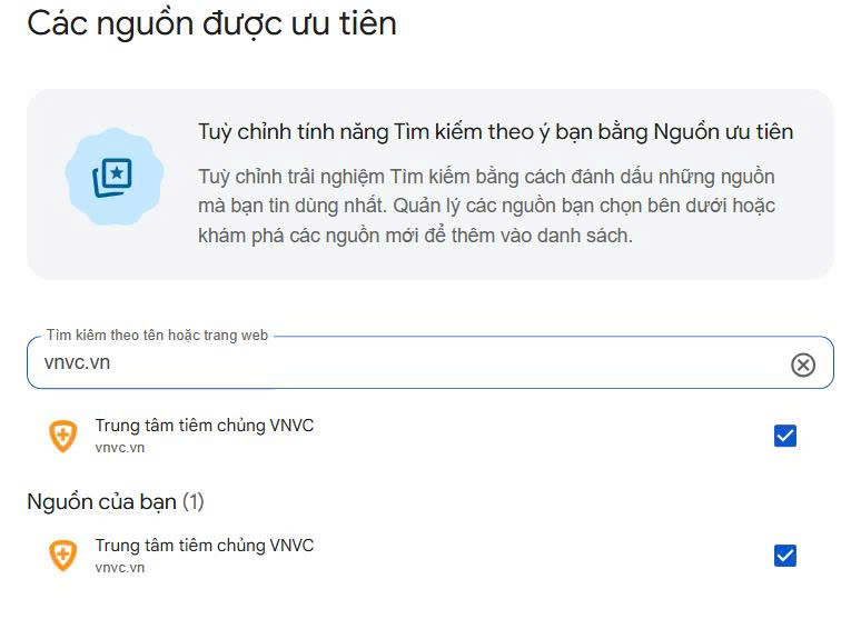 hướng dẫn nguồn ưu tiên vnvc