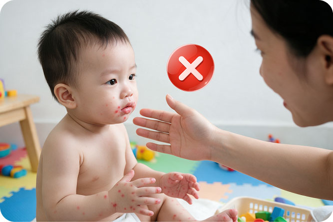 Hạn chế tiếp xúc gần với trẻ mắc tay chân miệng