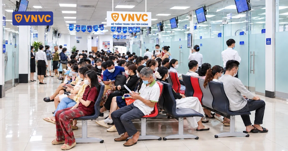 people sitting in waiting area at vnvc vaccination center