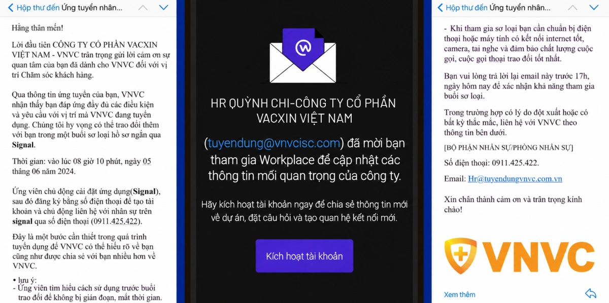 thư mời giả mạo vnvc